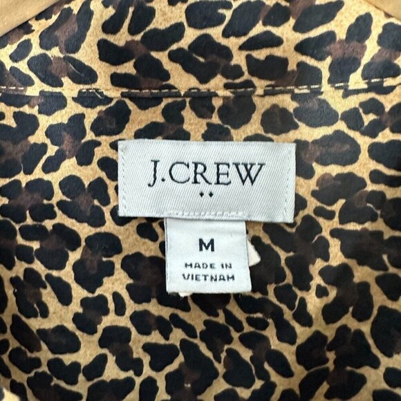 J Crew Button up Shirt Size M Leopard Print Long Sleeve Signature Fit - Picture 8 of 11